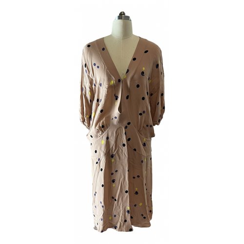 Pre-owned Marni Silk Mid-length Dress In Beige