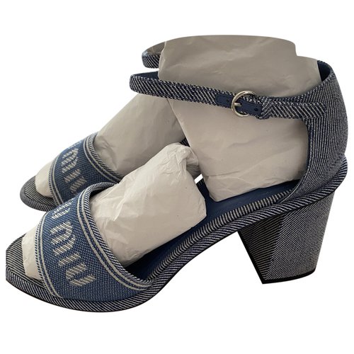 Pre-owned Miu Miu Tweed Sandals In Blue