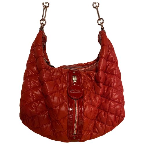 Pre-owned Borbonese Patent Leather Handbag In Red