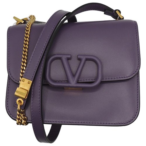 Pre-owned Valentino Garavani Vsling Leather Handbag In Purple