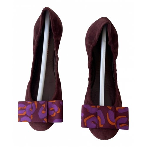 Pre-owned Louis Vuitton Ballet Flats In Burgundy