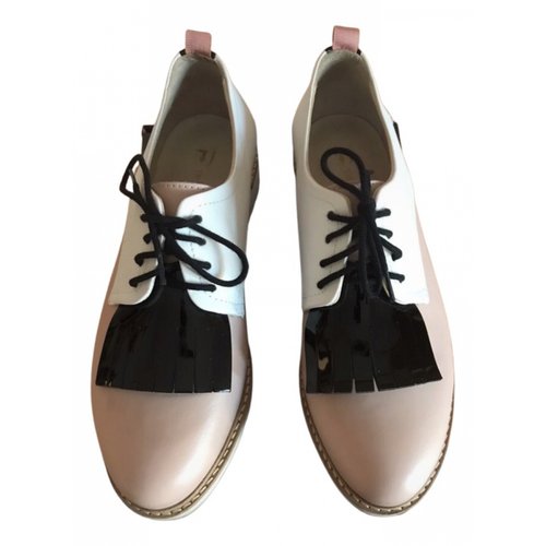 Pre-owned Trussardi Patent Leather Lace Ups In Black