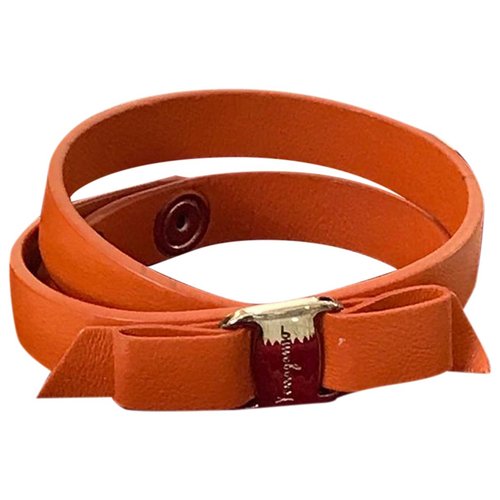 Pre-owned Ferragamo Leather Bracelet In Orange
