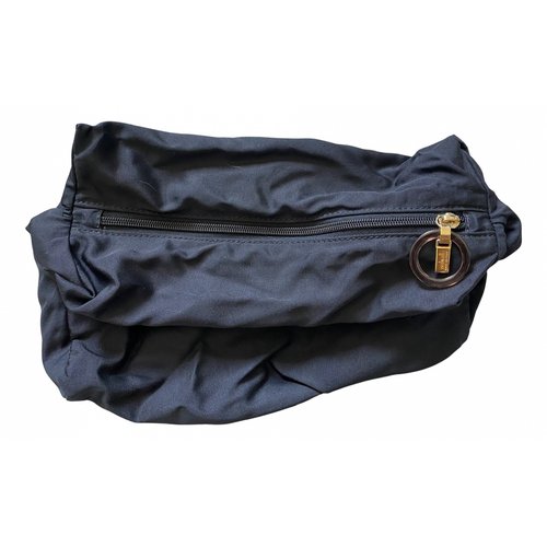 Pre-owned Borbonese Cloth Clutch Bag In Black
