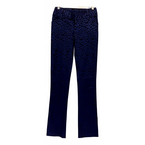 Pre-owned Alice And Olivia Straight Pants In Navy