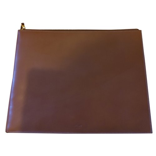 Pre-owned Celine Leather Clutch Bag In Camel
