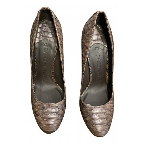 Pre-owned Burberry Python Heels In Brown