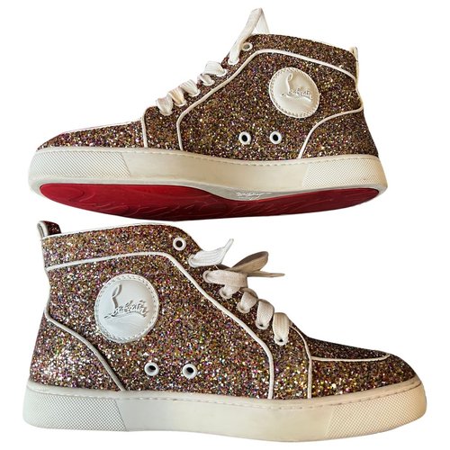 Pre-owned Christian Louboutin Glitter Trainers In Metallic