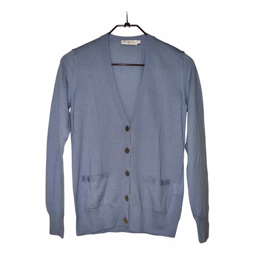 Pre-owned Tory Burch Cashmere Cardigan In Blue