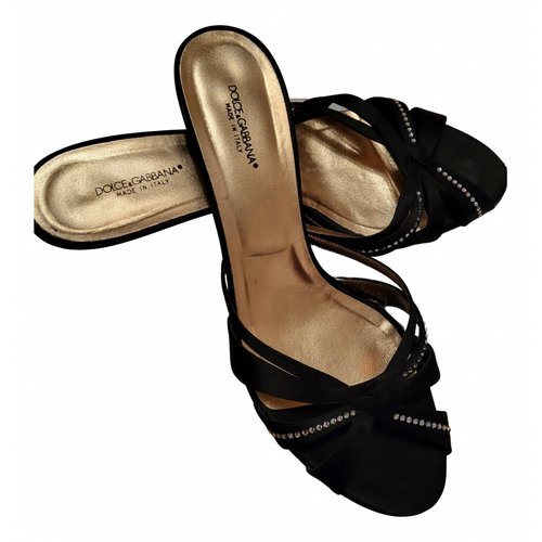 Pre-owned Dolce & Gabbana Glitter Sandals In Black