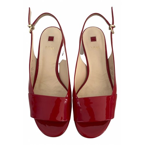 Pre-owned Hogl Patent Leather Sandals In Red