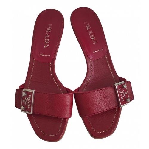 Pre-owned Prada Leather Mules In Red