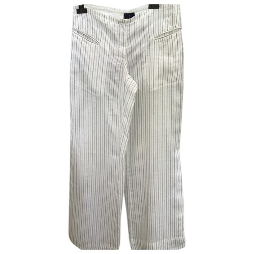 Pre-owned Trussardi Linen Large Pants In White