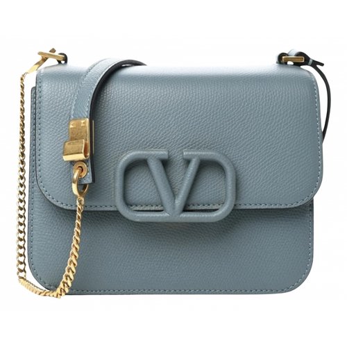 Pre-owned Valentino Garavani Vsling Leather Crossbody Bag In Blue