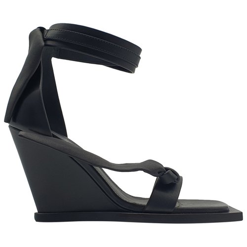 Pre-owned Rick Owens Leather Sandals In Black