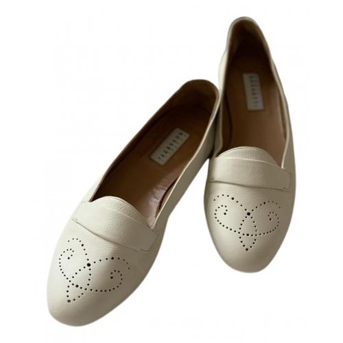 Pre-owned Fratelli Rossetti Leather Ballet Flats In Ecru