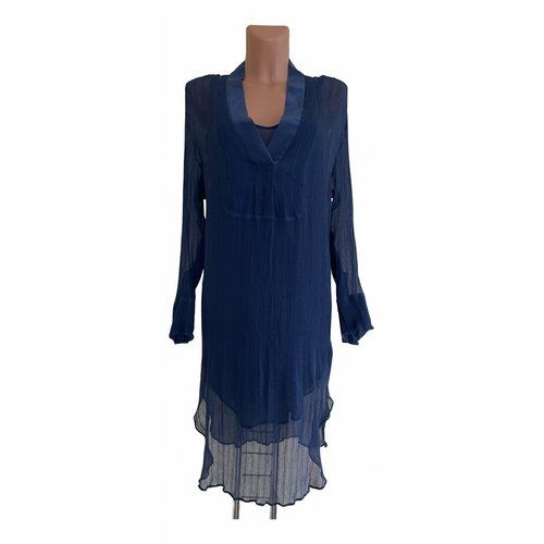 Pre-owned By Malene Birger Silk Mid-length Dress In Blue
