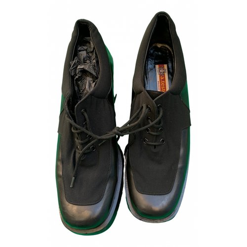 Pre-owned A. Testoni' Leather Lace Ups In Black