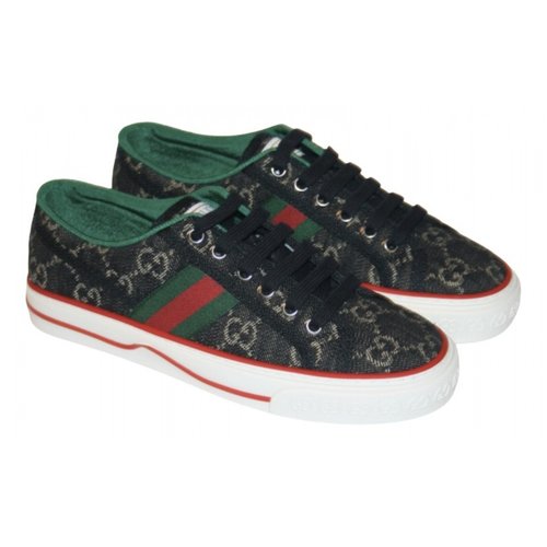 Pre-owned Gucci Tennis 1977 Cloth Trainers In Black