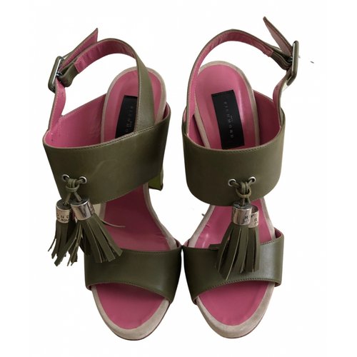 Pre-owned John Richmond Leather Sandals In Green