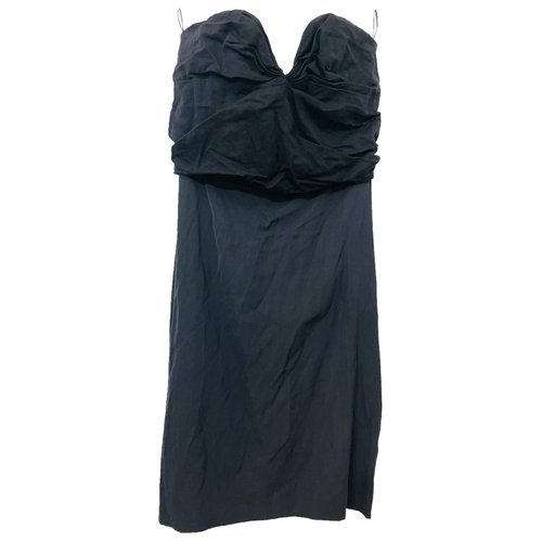 Pre-owned Lanvin Linen Mid-length Dress In Black