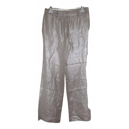 Pre-owned Gerard Darel Linen Large Pants In Metallic