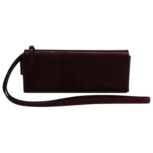 Pre-owned Gucci Leather Clutch Bag In Burgundy