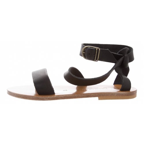 Pre-owned Kjacques Leather Sandals In Black