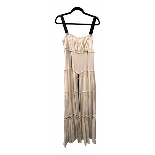 Pre-owned Cinq À Sept Silk Mid-length Dress In Ecru