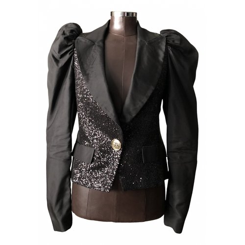 Pre-owned Elie Saab Glitter Suit Jacket In Black