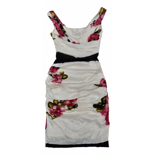 Pre-owned Dolce & Gabbana Silk Mid-length Dress In White