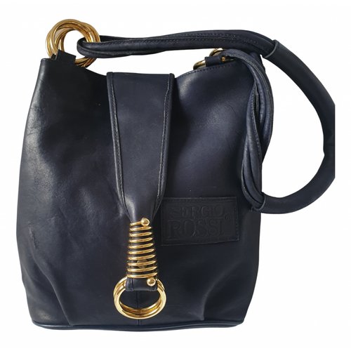 Pre-owned Sergio Rossi Leather Handbag In Navy