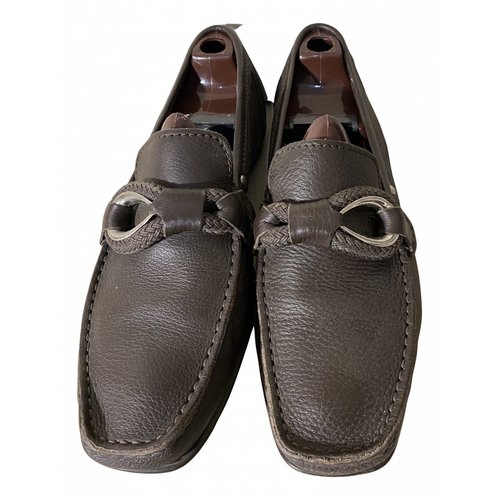 Pre-owned Sergio Rossi Leather Flats In Brown