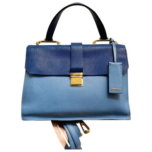 Pre-owned Miu Miu Madras Leather Handbag In Blue