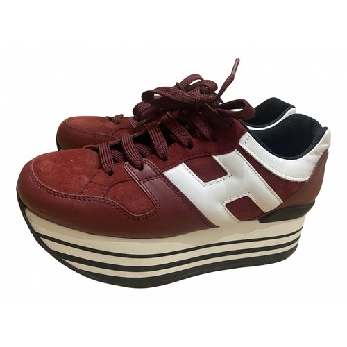 Pre-owned Hogan Leather Trainers In Burgundy