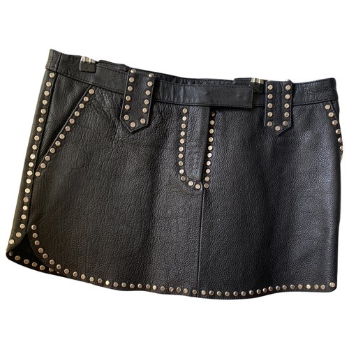Pre-owned Laurence Dolige Leather Mini Skirt In Black