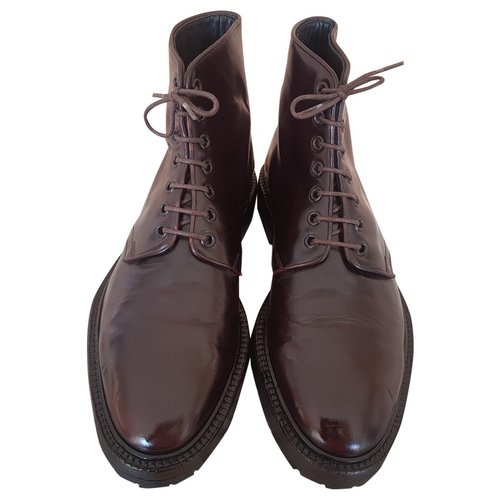 Pre-owned Burberry Patent Leather Boots In Brown