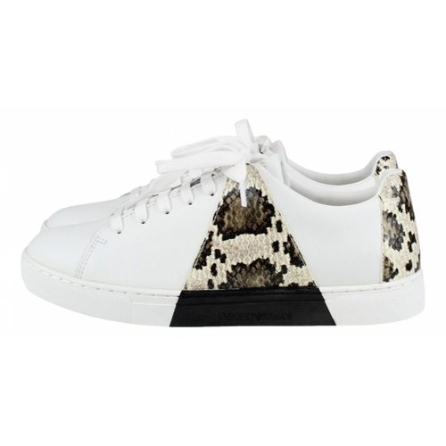 Pre-owned Emporio Armani Leather Trainers In White