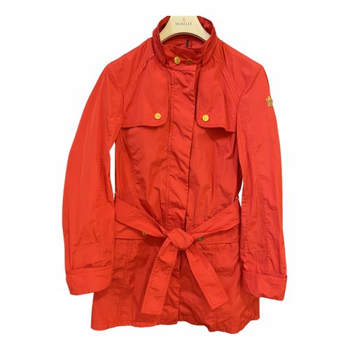 Pre-owned Moncler Trench Coat In Orange