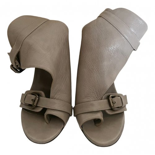 Pre-owned Karl Leather Sandals In Grey