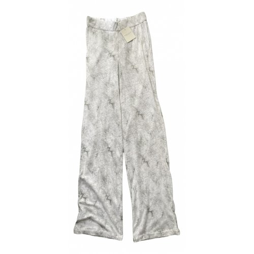 Pre-owned Majestic Linen Straight Pants In White