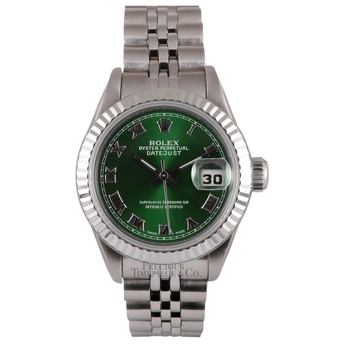 Pre-owned Rolex Lady Datejust 26mm Watch In Green