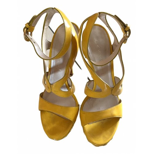 Pre-owned Casadei Leather Sandal In Yellow