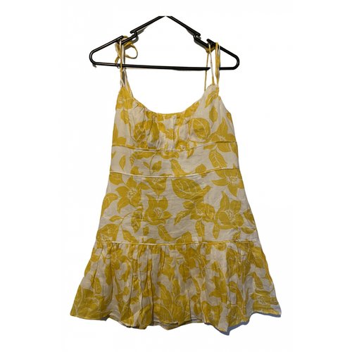 Pre-owned Zimmermann Linen Mini Dress In Yellow | ModeSens