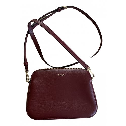 Pre-owned Dkny Leather Crossbody Bag In Burgundy