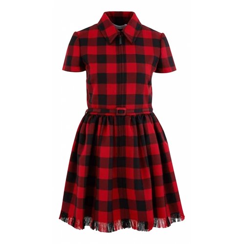 Pre-owned Dior Wool Mini Dress In Red