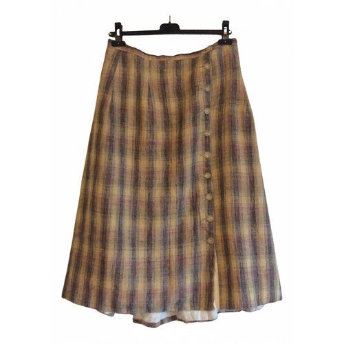 Pre-owned Paul Harnden Shoemakers Linen Mid-length Skirt In Ecru