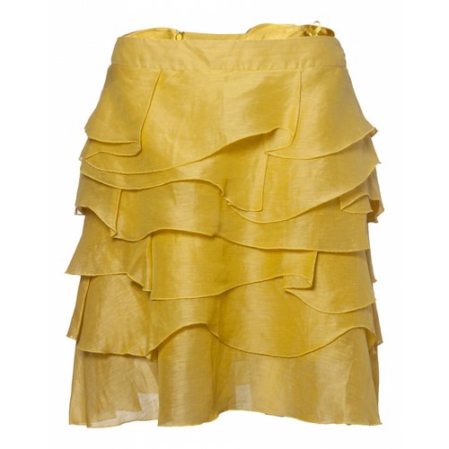 Pre-owned Reiss Linen Mid-length Skirt In Yellow
