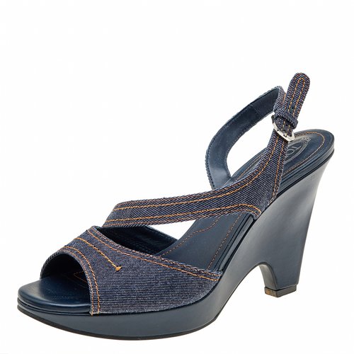 Pre-owned Tod's Cloth Sandal In Blue