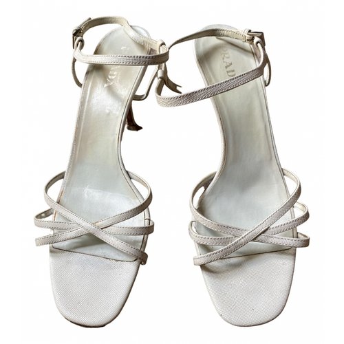 Pre-owned Prada Leather Sandals In White